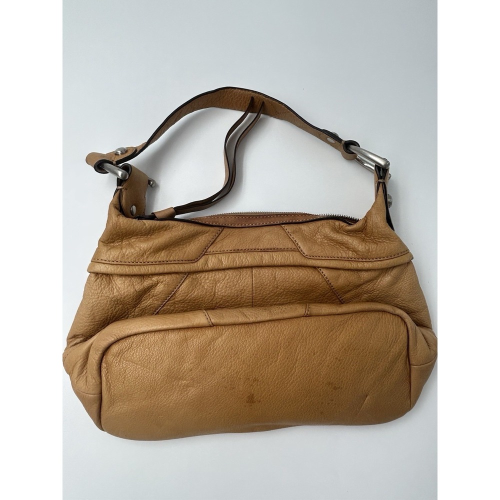 B Makowsky Tan  Leather Hobo Shoulder Bag Purse Leopard Lining Y2K Vintage - Picture 6 of 16